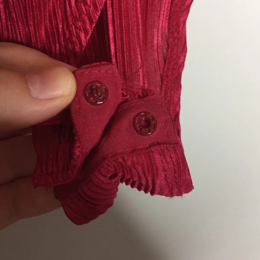 Topshop Plissé Faux Wrap Long Sleeve Bodysuit Pink Size 4 - Picture 13 of 13